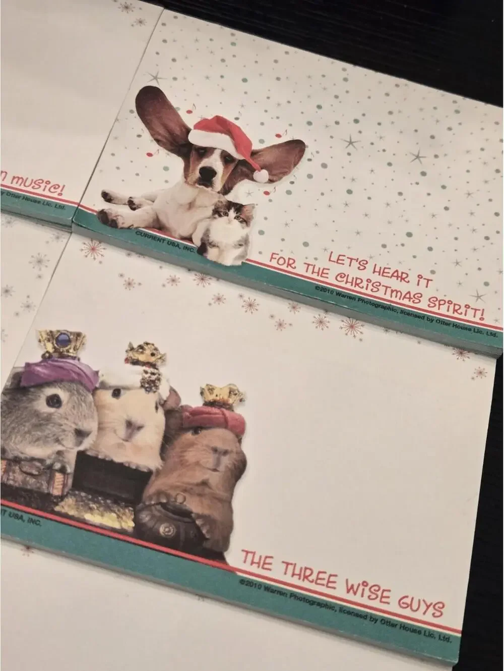 2010 Warren Photos Christmas Animal Memo Note Pad Lot of 8 Cat Dog Guinea Pig